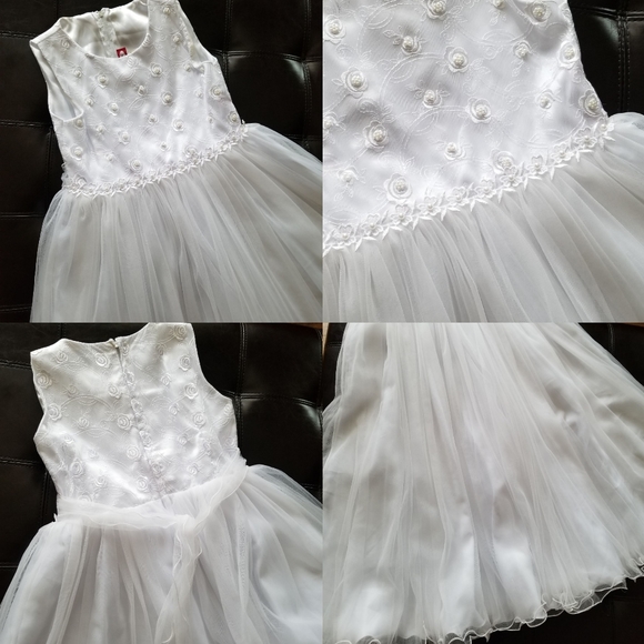 ❗Big Girl White Long Beaded Floral Full Tulle Skirt Flower Girl Dress 10❗ - Picture 2 of 7